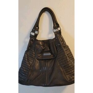 Perlina Buttery Soft Leather Black Bag with Leopard Interior Lining